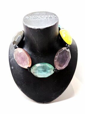 Gerda Lynggaard Monies Multi Color Foil Acrylic Statement Necklace